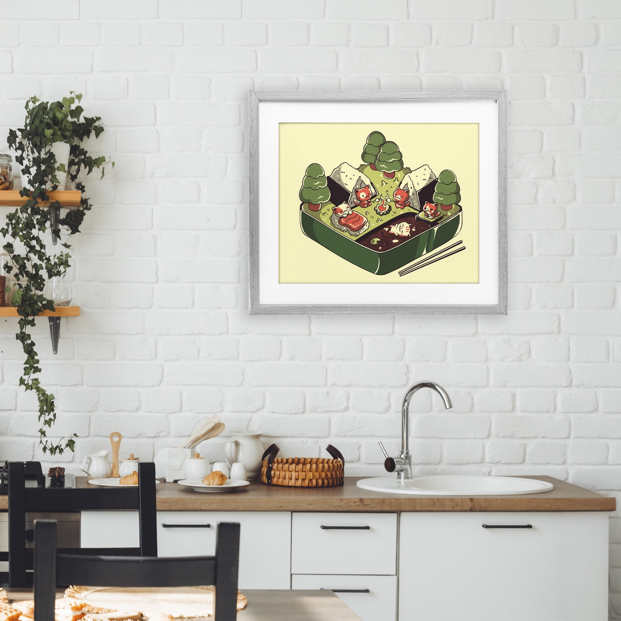 Stupell Industries Kawaii Sushi Camp Bento Gray Framed Print Under Glass, design by Tobe Fonseca