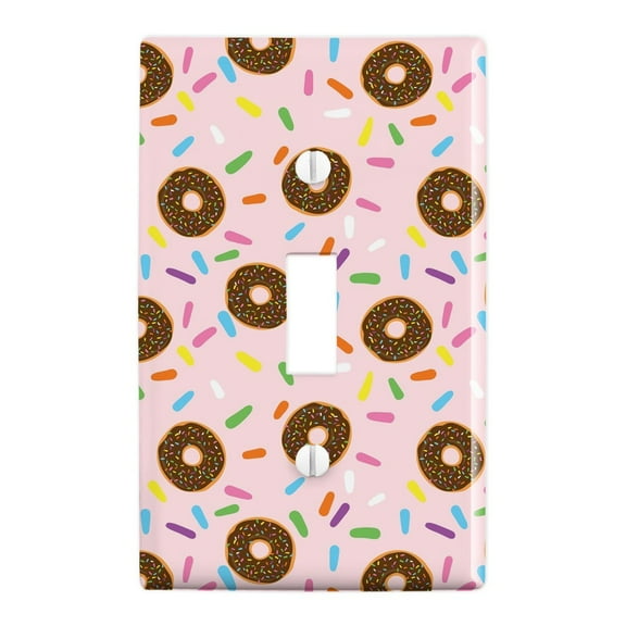 Cute Donut with Sprinkles Chocolate Icing Plastic Wall Decor Toggle Light Switch Plate Cover