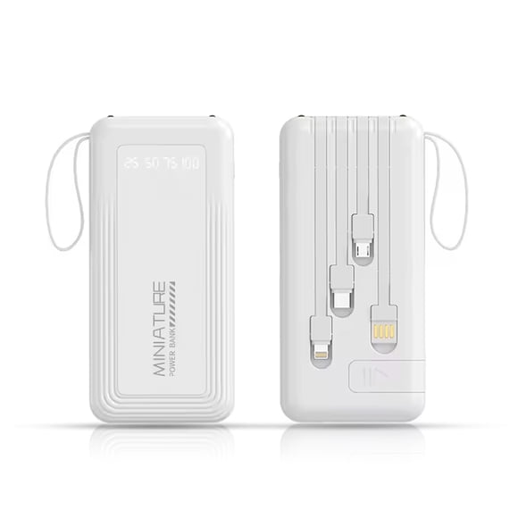 Power Bank Kimhi 20000 mAh Batería Portátil para Celular Carga Rápida con 4 Cables USB Pantalla LED y Linterna