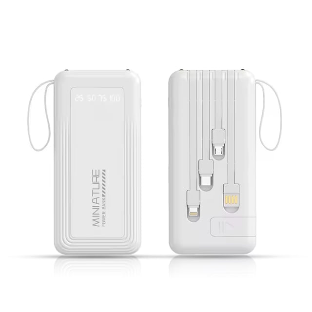 Power Bank Pila Batería Recargable Kimhi Carga Rapida 20,000mah Portatil Con 4 Cables 1 Puerto Usb Cargador Para Celular Tablet Banco De Energia Con Pantalla Led Y Linterna