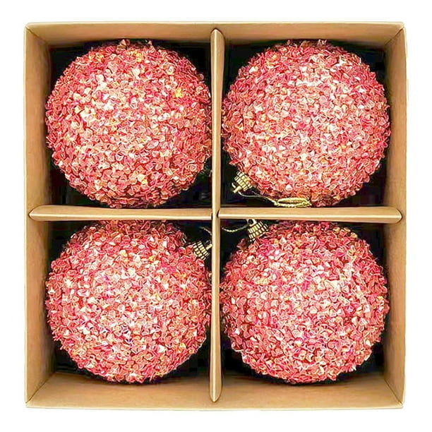 Wmhnj Juego de 4 bolas navideñas colgantes de 8 cm para rbol de Navidad, ideales para decorar fiestas y el hogar.
