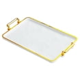 thumbnail image 4 of Serving Tray Cosmetic Storage Tray Decorative Tray Food Trays Versatile for Bar, White Gold Edge, 4 of 8