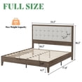 thumbnail image 3 of Merluxy Full Bed Frame, Wood Platform Bed with Upholstered Headboard, Ash Gray, 3 of 9