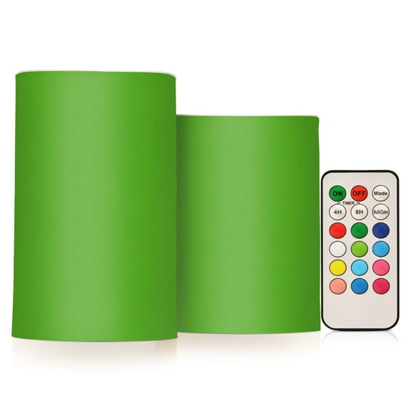 ALAZA Grass Green Background 2 PCs LED Flickering Flameless Candles with Remote Timer Battery Operated Candle