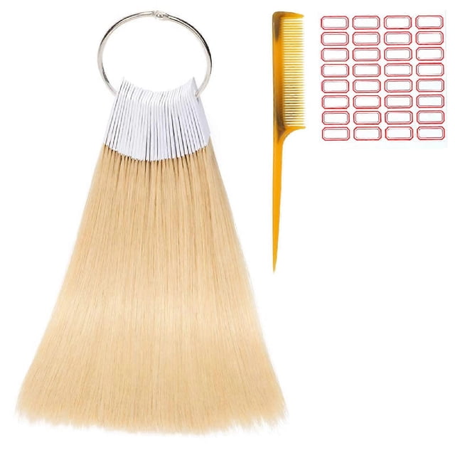 30 anillos de muestra de color de cabello humano Remy con precisión de color real para pruebas de salón (#8, 8 pulgadas)