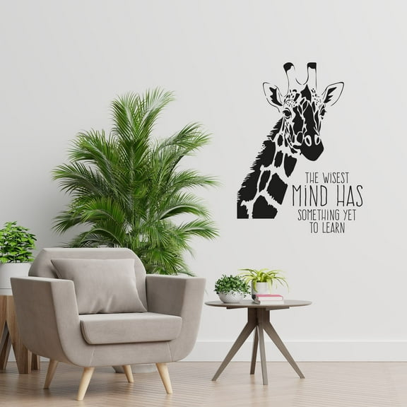 The Wisest Mind Has Something Yet To Learn Quote Beautiful Giraffe Silhouette Vinyl Wall Sticker Art Decal Boy Girl Kid Room Design Bedroom Nursery KinderHome Decor Sticker Decoration Size(30x22 inch)