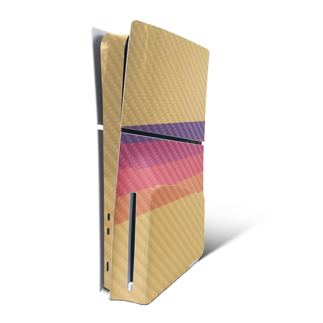 MightySkins Carbon Fiber Skin Compatible with Playstation 5 PS5 Slim Disk Edition Console Only - Mellow Stripes | Protective Durable Textured Carbon Fiber Finish | Easy to Apply | Made in The USA