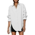 thumbnail image 1 of Chemise Ample pour Femmes avec Ceinture et devant, Ourlet Long, pour Début d'Automne, Tenue Décontractée, 1 of 5