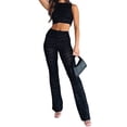 thumbnail image 2 of Sedceaty Women Pants Set, Pleated Sleeveless High Neck Vest with High Waist Pants Summer Outfit, 2 of 9