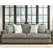 Signature Design by Ashley Soletren Contemporary Chenille Sofa with 4 Accent Pillows, Gray Grey Standard
