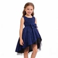 thumbnail image 3 of HXWCHs Robe de Fête Scintillante Sans Manches à Étages avec Ourlet Queue de Poisson pour Filles, Robe d'Été pour Spectacle et Fête, Bleu, 11-12 Ans, 3 of 7