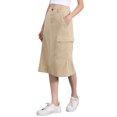 thumbnail image 4 of INSPIRE CHIC Women's Skirt High Waist Elastic Back Corduroy Midi Skirts M Khaki, 4 of 5