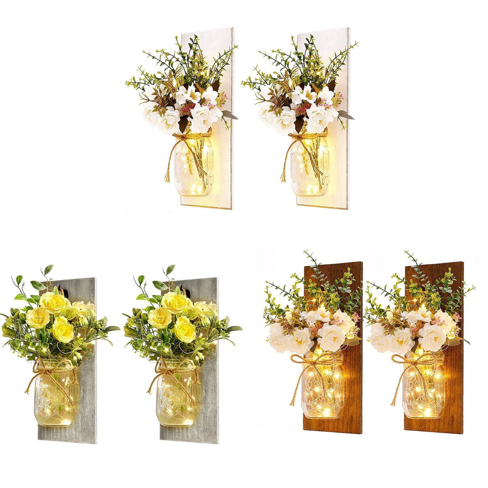Indoor-Outdoor Patio Lighting for Home Décor Rustic LED Mason Jar Wall Sconces