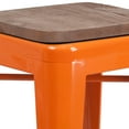 thumbnail image 6 of Emma + Oliver 24"H Backless Orange Metal Counter Height Stool with Wood Seat, 6 of 12
