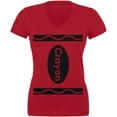 thumbnail image 1 of Costume de Craie de Cire Rouge Juniors T-Shirt Col en V, 1 of 1