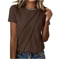 thumbnail image 7 of ClodeEU Women's Crew Neck Short Sleeve Ruched T-Shirt,Casual Fitted Solid Basic Top Brown,Women's Plus S, 7 of 7