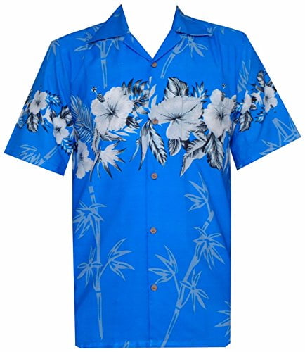 Alvish Hawaiian Shirts Mens Bamboo Tree Print Beach Aloha Party Holiday