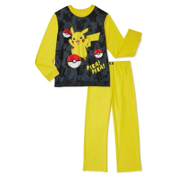 Pokemon Boys Long Sleeve Top and Pants Pajama Sleep Set, 2-Piece, Sizes 4-16