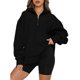 thumbnail image 1 of Sudaderas con capucha para mujer con media cremallera de gran tamaño con capucha y trajes de moda de otoño Y2k ropa de color sólido de manga larga, 1 of 2
