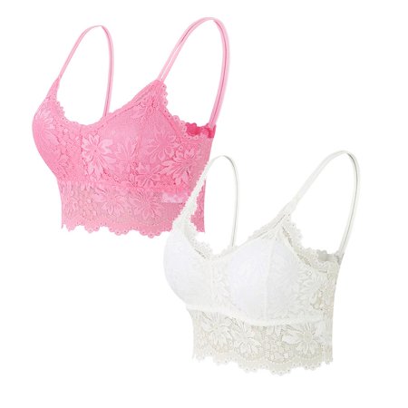 

uikmnh Bras for Women Women Plus Size Vest Crop Wire Frees Bra Lingerie V Neck Underwear Lingerie With Chest Pad S-3XL Sports Bra Bandeau Pink 1PCS & White 1PCS