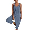 thumbnail image 5 of UDAUDU Womens Rompers Casual Dressy Jumpsuits Loose Fit Sleeveless Baggy Harem Pants Romper Jumpers Summer Outfits Navy L, 5 of 6