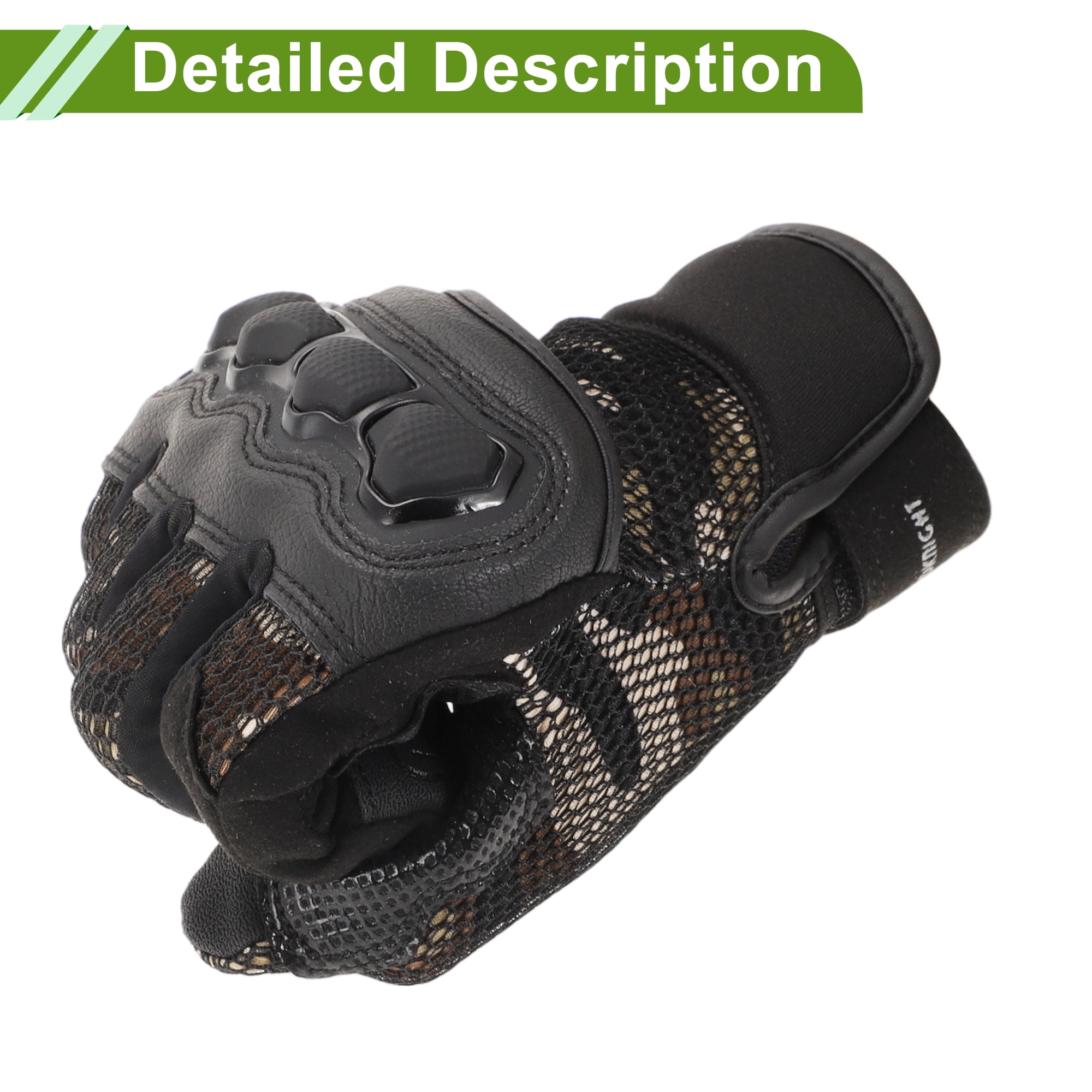Unique Bargains XXL Motorcycle Gloves Breathable Full Finger Gloves Leather Outdoor Gloves Black Brown 1 Pair