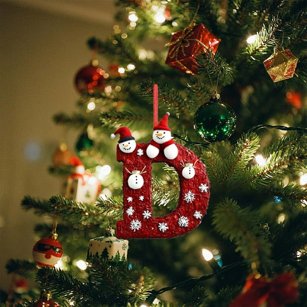 Uuiauoio 26-Piece Alphabet Christmas Ornaments Set with Holiday Designs, Acrylic Letter Tree Pendants for Decor, Festive Xmas Hanging Decorations for Home and Office Displays