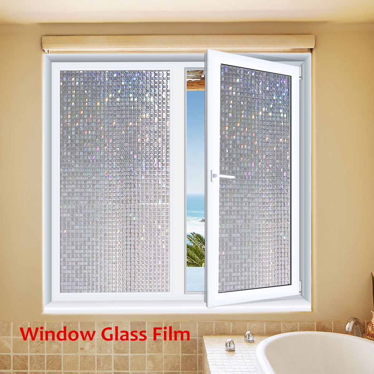Hot sell!!45x200cm 3D No Glue Static Removable decorative glass