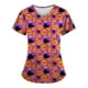 thumbnail image 1 of Camisetas de trabajo con cuello en V y manga corta con estampado de Halloween personalizado para mujer, color morado claro / L, 1 of 3