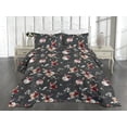 thumbnail image 2 of Ambesonne Garden Scene Quilted Bedspread Set 3 Pcs, Floral Vintage Romance, Queen, Charcoal Grey and Burgundy, 2 of 4