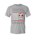 thumbnail image 1 of Tee Hunt Feliz Navi Dog Ugly Sweater T-Shirt Christmas Xmas Pet Paws Pup Mens Shirt, Gray, Large, 1 of 4