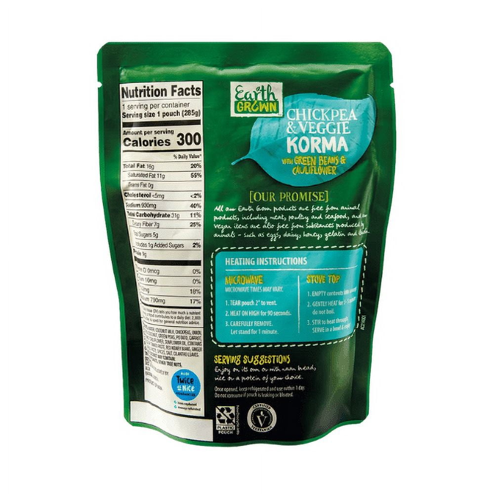 Earth Grown Chickpea and Korma, 10.5 oz,2-Pack