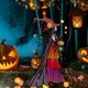 thumbnail image 1 of Letrero de de metal de Halloween Letrero de patio de tema de Halloween Letreros de patio de decoración decorativa para el hogar con estacas para 39cmx20cm, 1 of 8