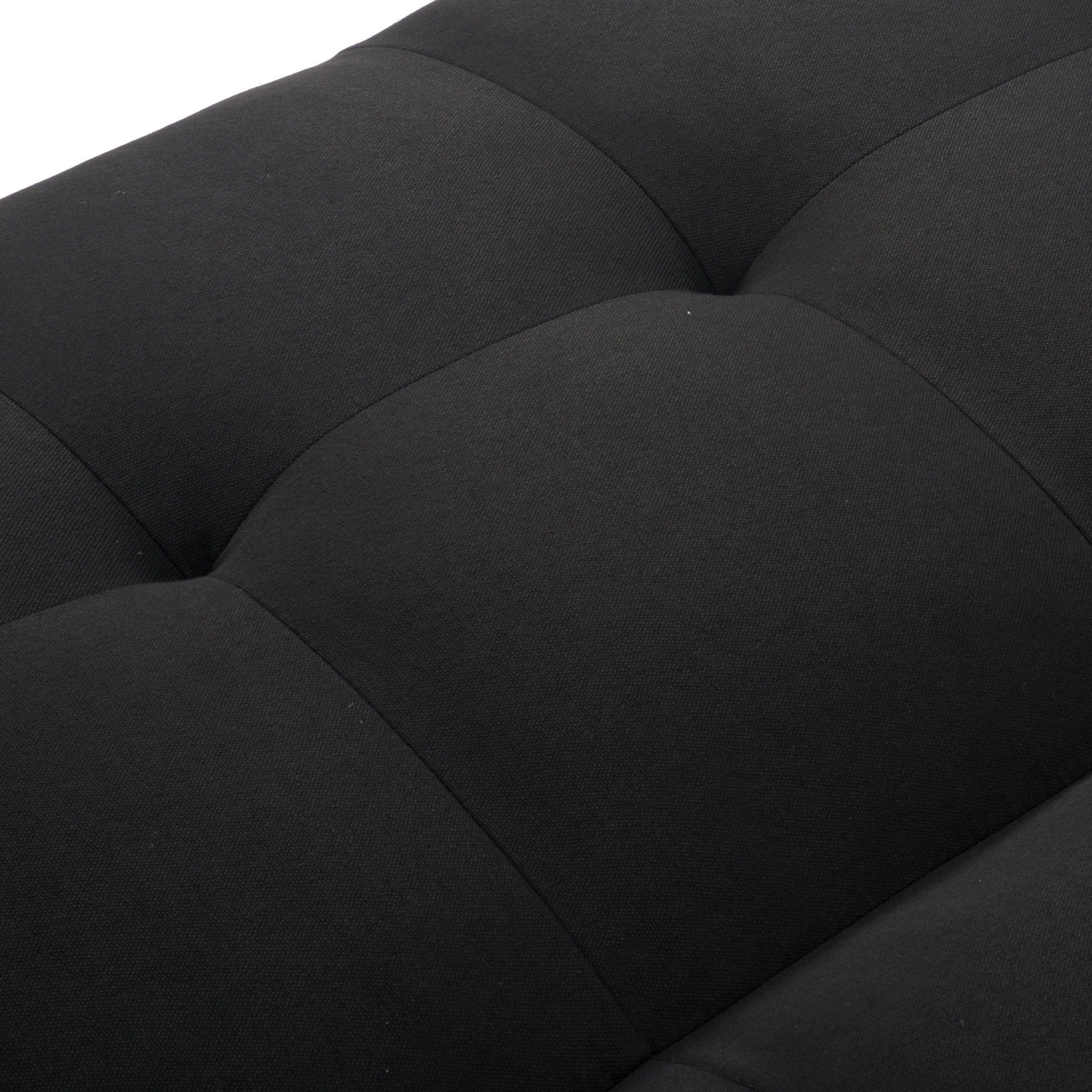 BSHTI 74.8" Linen Convertible Futon Sofa Bed with Split Back & 3-Position Adjustment, Tufted Design, Flared Arms, for Living Room & Guest Room( Black)