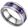 thumbnail image 2 of Synthetic Amethyst Ring Silver Stainless Steel Genderless Purple Wedding Band, 2 of 4