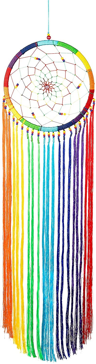 35cm Multicoloured Rainbow String Tassel Dream catcher seven chakras 