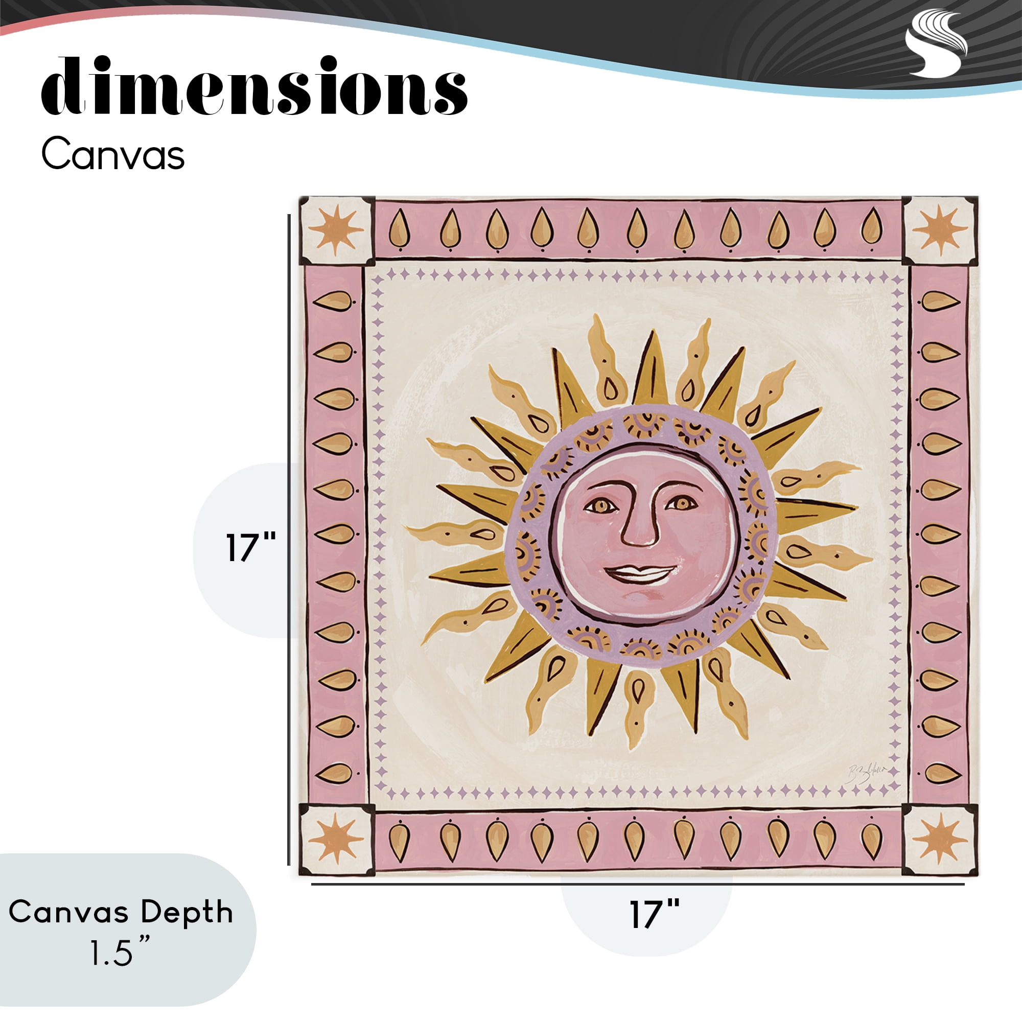 Stupell Industries Smiling Sun with Pink Border Canvas Wall Art, design by Two If By Sea Studios