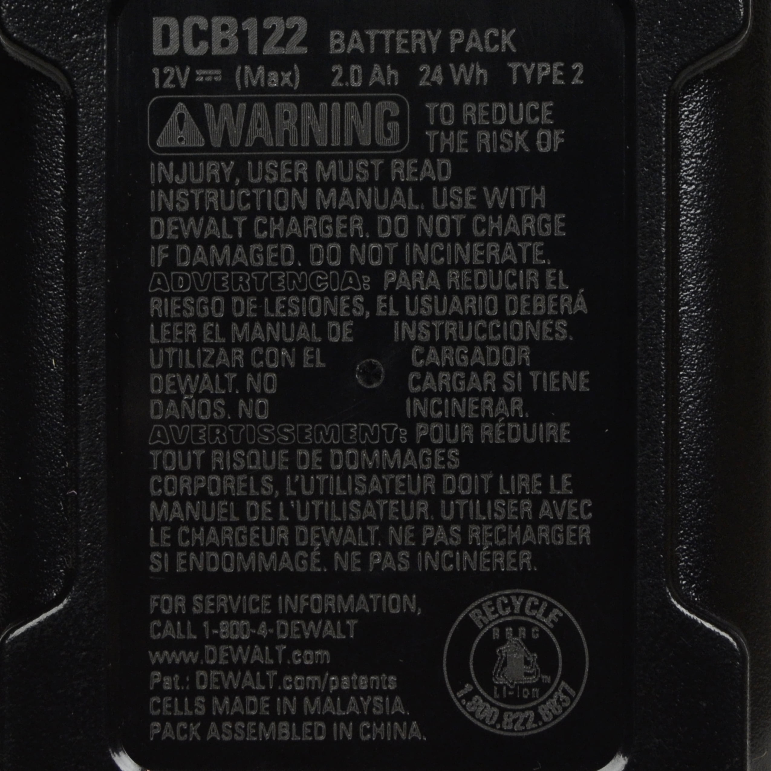 DeWalt DCB122 12V 2.0Ah Lithium Ion Batteries 2 Pack Walmart