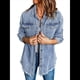 thumbnail image 3 of Chaqueta Vaquera Oversize para Mujer, Camisas Vaqueras Casuales de Larga, Chaqueta Vaquera Desgastada, Conjuntos de 2025. Azul XL, 3 of 8