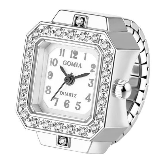 Avaner Women's Stretch Ring Watch: Analog Quartz Square Imitation Diamond Case Arabic Numeral Dial Ring Watch - Casual Business