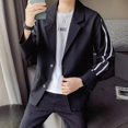thumbnail image 2 of Abrigos recortados Chaqueta negra para hombre Trajes y blazers chinos cortos para hombre Alta calidad Verano Elegante Sencillo Botonadura Moda 2024, 2 of 5
