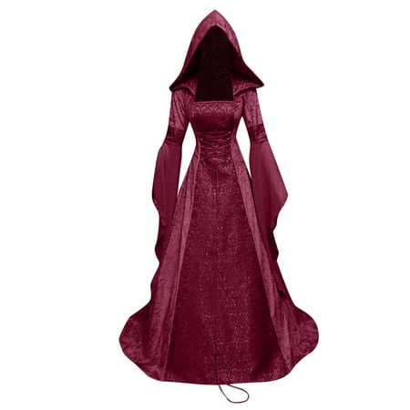 

Women s Gothic Dress with Hood Medieval Costume Corset Renaissance Dress Victorian Dress