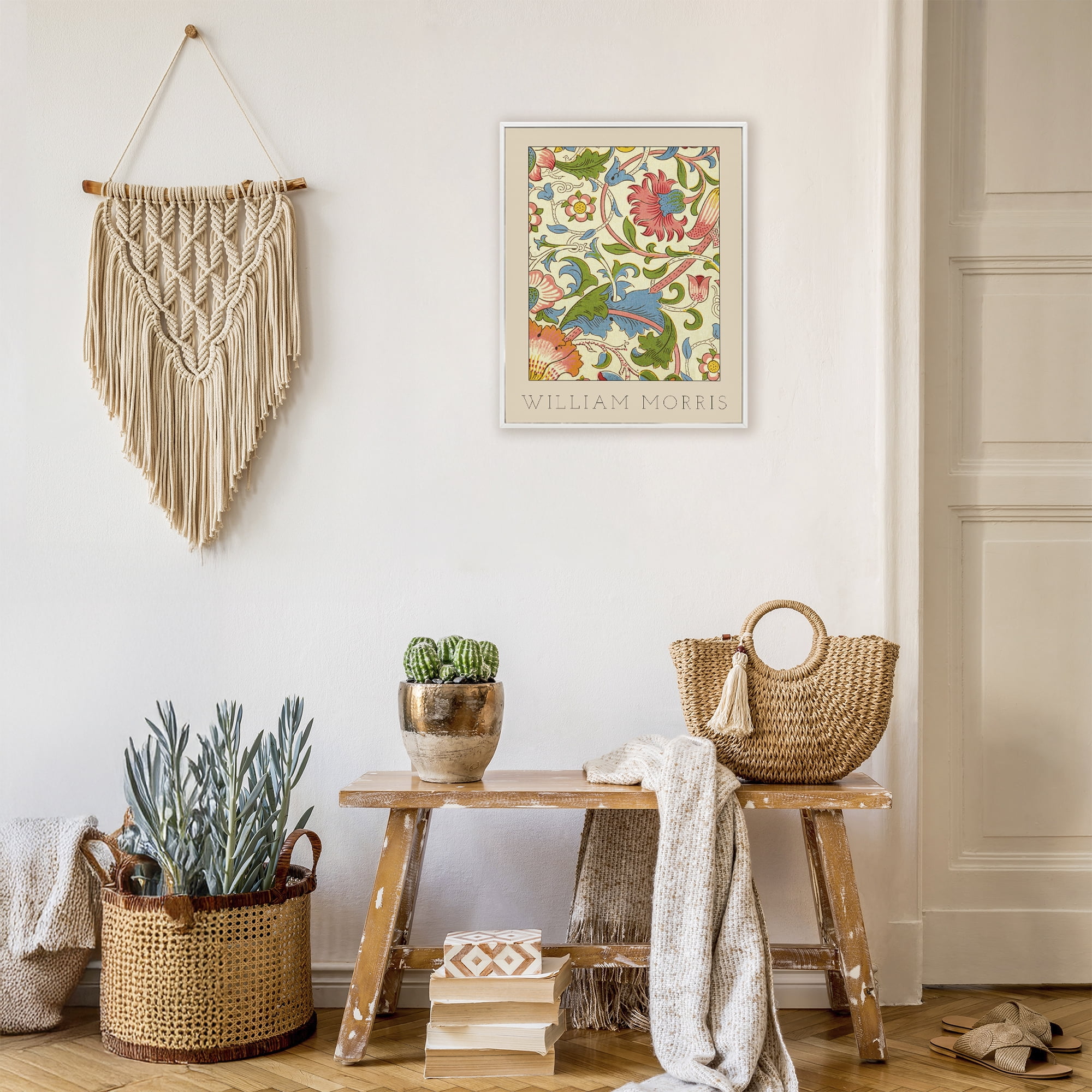 Stupell Industries Stylish Boho Classic Flowers White Framed Giclee Art, design by Lil' Rue