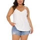 thumbnail image 1 of FAB CURVES Camiseta sin mangas de gasa con escote en V y tirantes de espagueti para mujeres de tallas grandes 1X blanca, 1 of 6