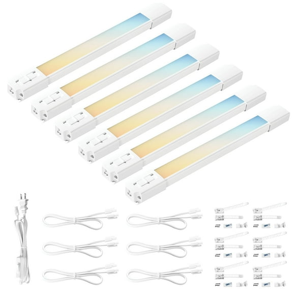 Parmida (6 Pack) LED Under Cabinet Lighting Kit, 12 Inch, 5CCT Color Selectable, 42W, Linkable Light Bar for Kitchen Counter Clos