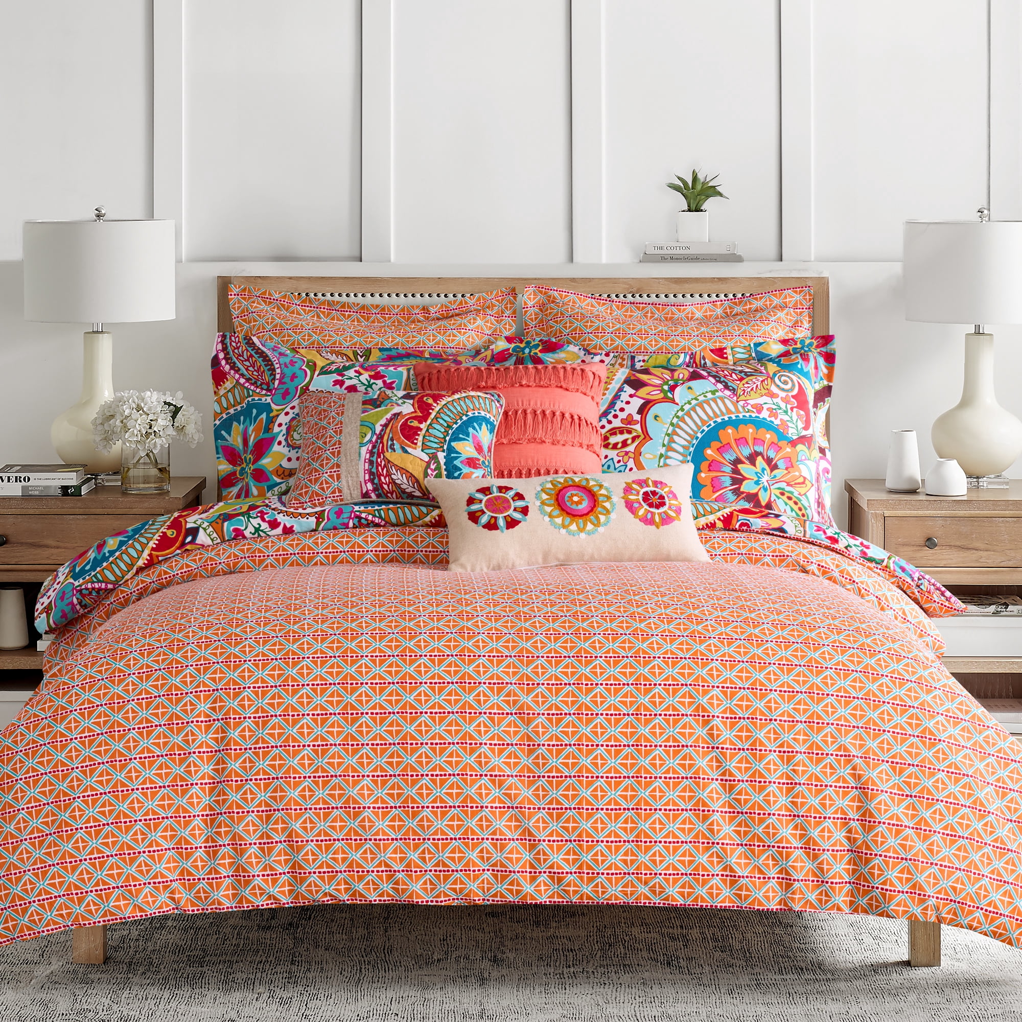 Levtex Home - Rhapsody Duvet Set - King/Cal King Duvet Cover (106x94in.) and 2 King Shams (20x36in.) - Paisley Floral - Reversible - Cotton