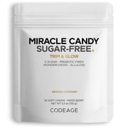Codeage Miracle Candy Mixed Berry, 0g Sugar Low Calorie Soft Chews, Allulose, Prebiotic Fiber, 30 ct
