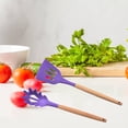 thumbnail image 5 of Kitchen Cooking Utensils Set 2 Pieces Silicone Wooden Handle High Heat ResistanceLeaky shovel + powder grab (purple), 5 of 5