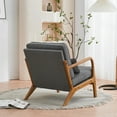 thumbnail image 2 of Tcbosik Modern Upholstered Accent Chair with Pillow, Padded Lounge Chair with Backrest and Armrest, Comfy Reading Armchair for Living Room Studio Office Couch, Dark Grey, 2 of 10