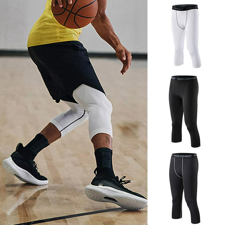 Men's Fitness Sports Tights Basketball Seven-point Leggings Stretch  Training Fitness Running Pants